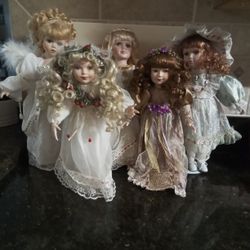 Collection of 5 Vintage Porcelain Dolls