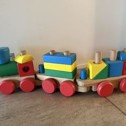 Melissa & Doug Wooden Stacking Train Learning Toy Vehicle