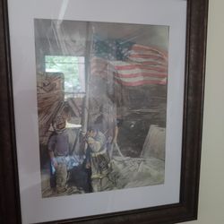 911 Hand drawn Picture Of Our Men Putting Flag Up
