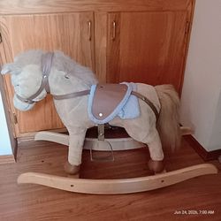 Kids little ride on plush rocking horse