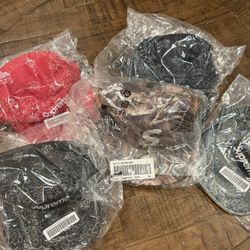 Supreme Hats Bandana Jacquard Denim Camp Cap, Multi S LogO New Era, Washed Chino Twill Camp Cap, World Famous S Logo 6-Panel