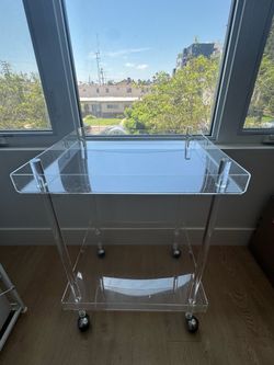 Acrylic 2-Tier Rolling Bar Cart