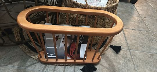 H 13 x W21.5 in xD9 in  Vintage Wooden Magazine Rack / Newspaper Holder – Solid Wood