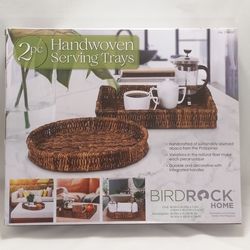 BIRDROCK HOME Handwoven Serving Trays 2 Pc