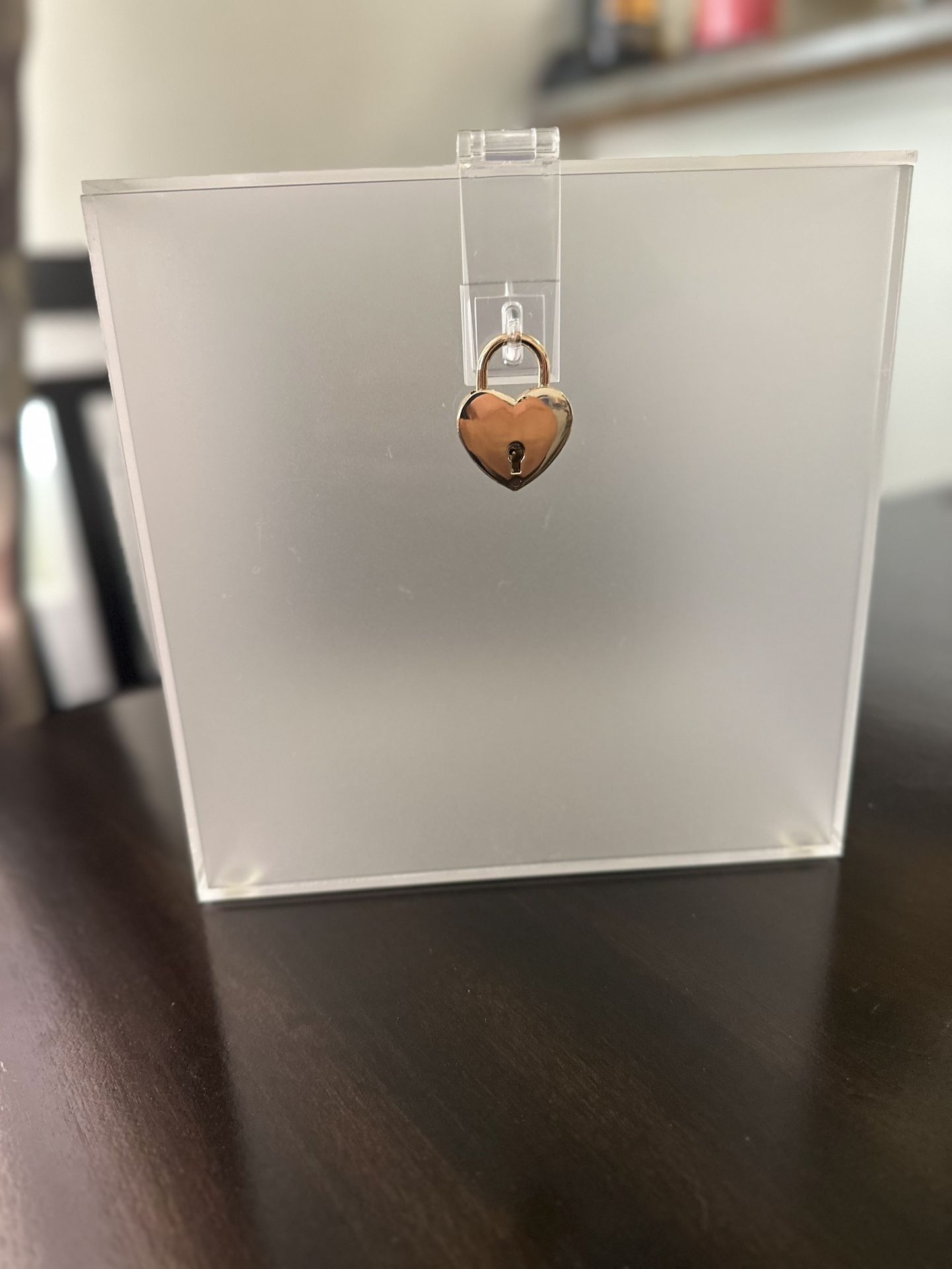 Frosted Acrylic Wedding Box+ Gold Heart