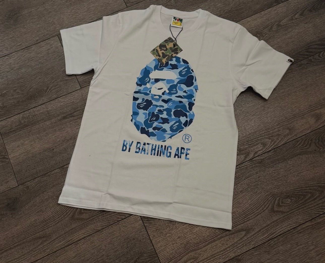 White bape shirt camo blue
