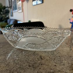 Vintage Cut Crystal Oval Bowl – Elegant Serving Dish
