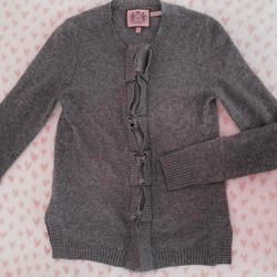 grey Juicy Couture ruffled button up cardigan