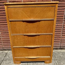 1940’s Maple Veneer 4 Drawer Dresser 