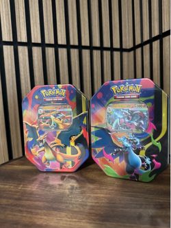 Mega Charizard Tin (Mega Charizard X)  and (Mega Charizard Y)