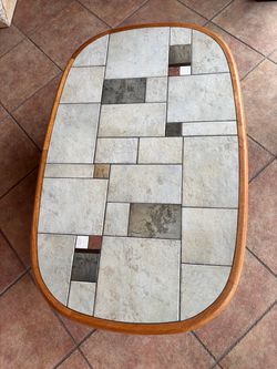 Mid-Century Modern Tiled Top Oak Coffee Table