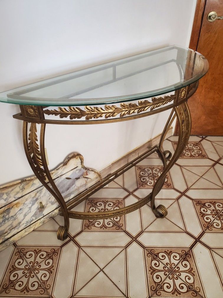 Beautiful Glasstop Metal Console Table