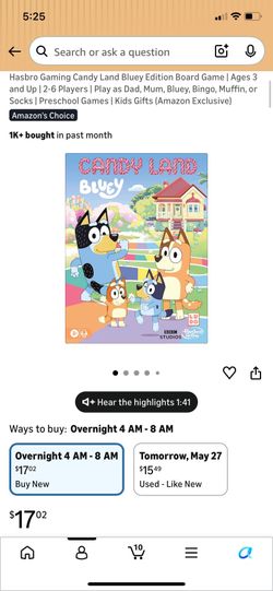 Hasbro Gaming Candy Land Bluey Edition Board Game |