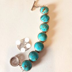 $80! Awesome 925 Sterling Silver Turquoise Thailand Bracelet 