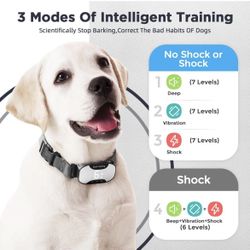 Smart Dogs Anti Barking Collar Rechargeable,IP67 Waterproof Adjustable Sensitivity & Intensity Beep Vibration Dog Bark Collar Prefer for 5-150 Lbs Dog