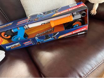 Adventure Force Folding Kids Scooter - Blue and Orange 100mm Wheels - 110 lbs Max Weight - 3+ Unisex new