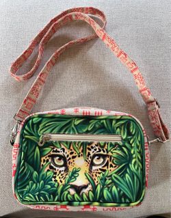 RARE Macondas Chiribiquete Crossbody Bag Jaguar Tropical Jungle Canvas Purse