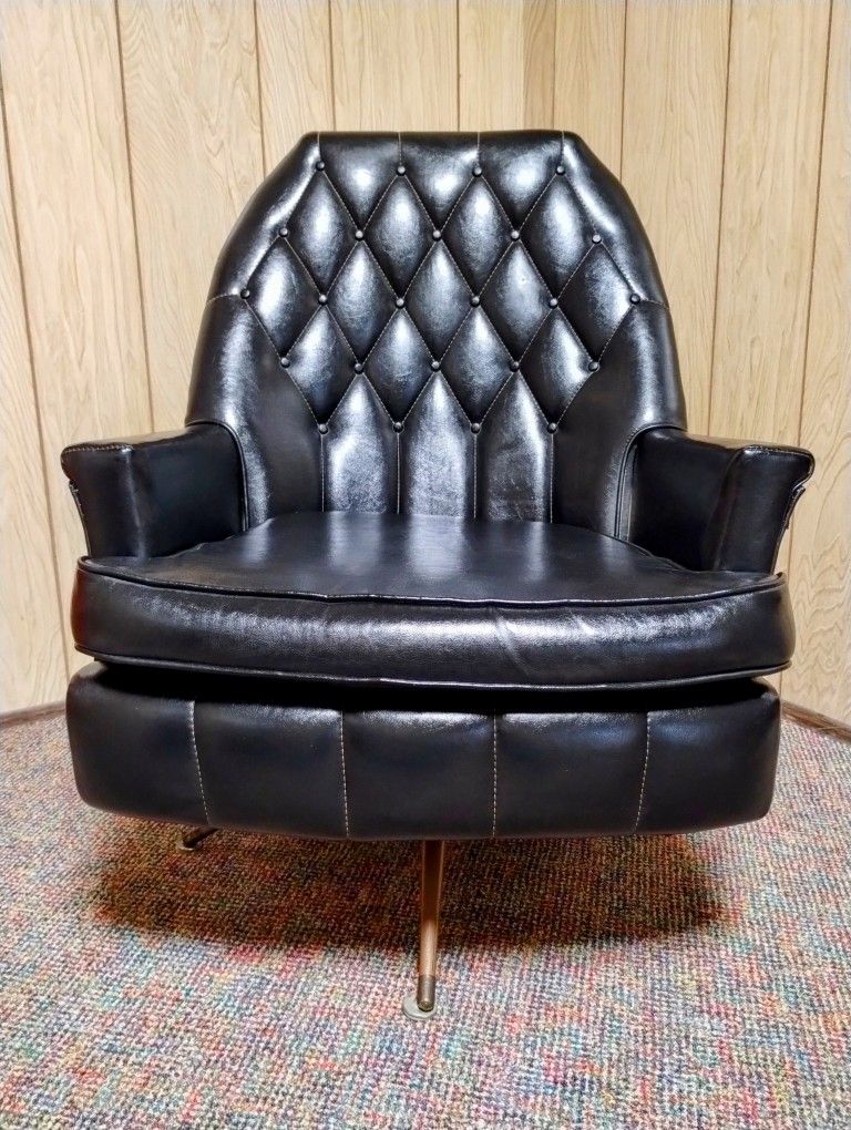 Mid Century Modern Black Retro Jet Set Swivel Rocker Lounge Chair