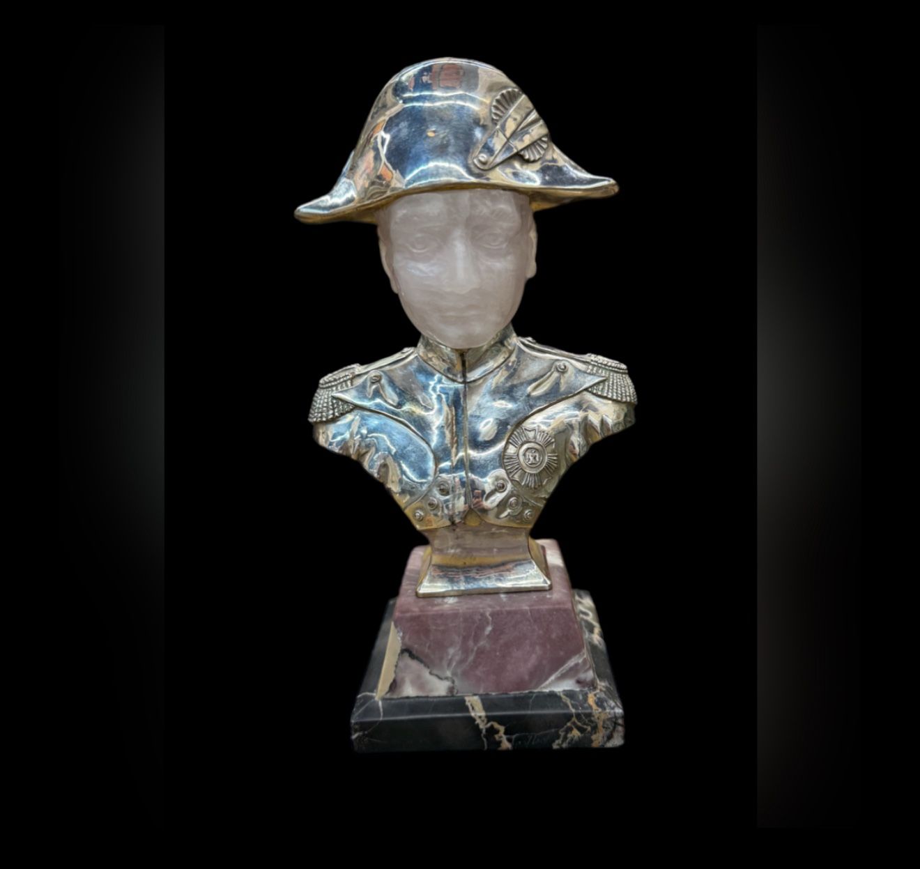 Sterling Marble Soapstone Bust of Napoleon Pedestal 9in