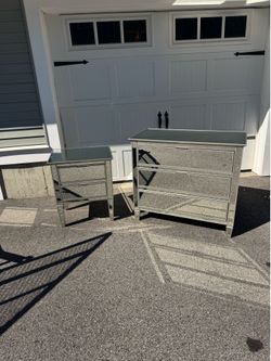 Beautiful Pottery Barn Park Mirrored Dresser + Nightstand (set or separate)