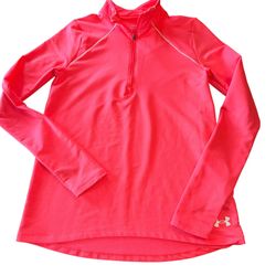 Under Armour UA ColdGear 1/4 Zip Bright Coral Loose Fit Girls Size Youth Large   The Under Armour UA ColdGear 1/4 Zip Bright Coral Loose  Fit Girls Si