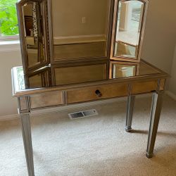 Mirrored/Glass Desk - Vanity Pier One