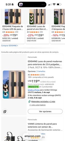 Edishine Modern Wall lights, 23.6 inches for indoor or outdoor use