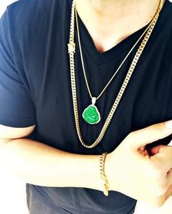 Cuban Link Set 14K Gold Plated Does Not Loses Color