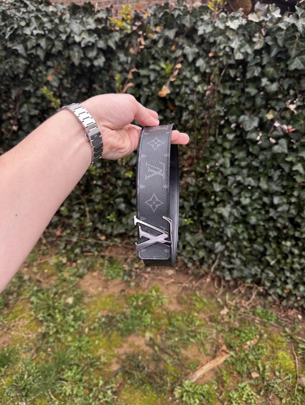 LV Monogram Eclipse Initiales Belt 105Inch/42Cm