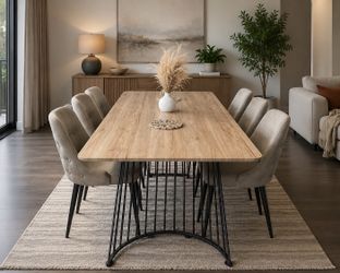 NEW 80” DINING TABLE LIGHT BROWN TOP