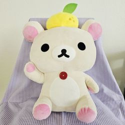 Korilakkuma Lemon Hat Plush 16" - Rilakkuma San-X Round 1 Exclusive