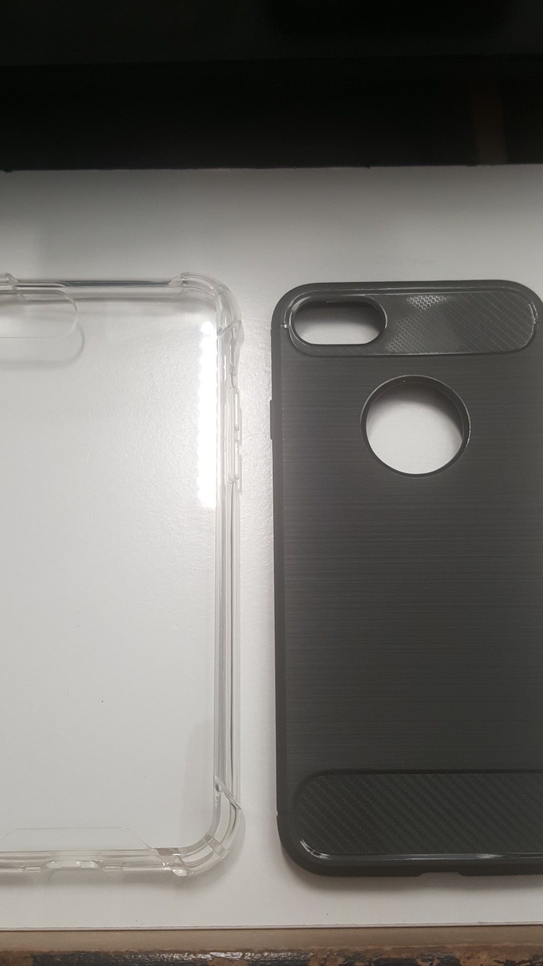 2 cases for iphone 7/8 4.7" not plus 1clear,1grayblack new 7firm shiping only