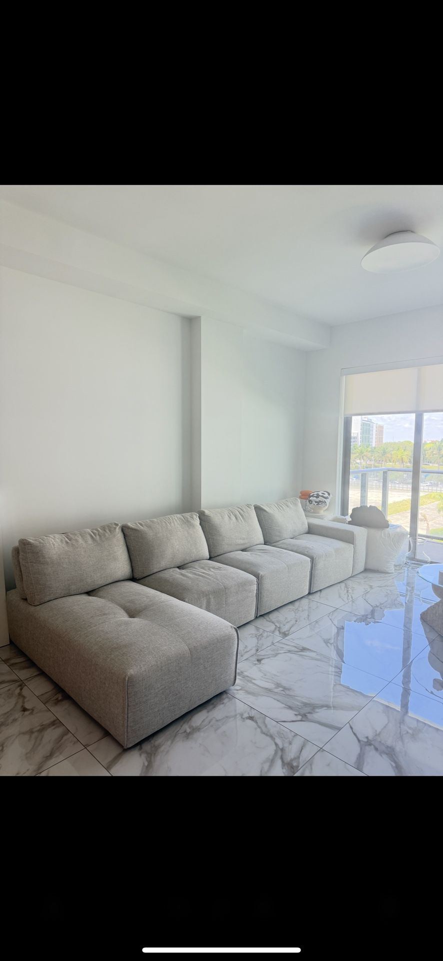 Grey 4 Piece Sectional Couch + Coffe Table