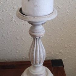 Candle Holder Light Grey Wood