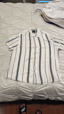 Denim & Flower Linen Short Sleeve Shit for Men, Size XXL