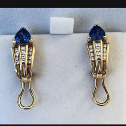 14k Gold & Diamond Tanzanite Earrings