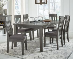 Hallanden Two-tone Gray Dining Table, 6 Chairs and Server