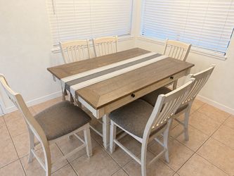 Dining Table with 6 Chairs & Built-In Wine Rack