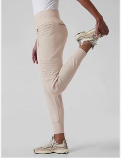 ATHLETA WOMEN'S VENICE MOTO JOGGER BEIGE SIZE S