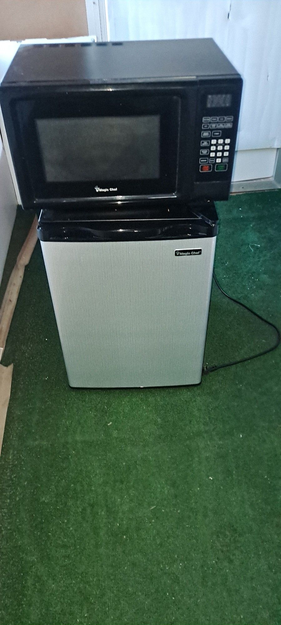 Small new refrigerator and microwave