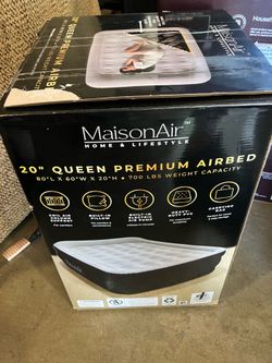 (1) MaisonAir 20” Queen Premium Air Bed. New. Never Been Used. Didn’t need anymore. Only Open In Store.