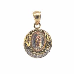 Woman’s Ladies 10k Tri Toned Rose White Yellow Gold CZ Cubic Zirconia Our Lady of Guadalupe Charm for Necklace GP3117982