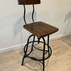 Adjustable Height Bar Stools (2) – Wood & Metal