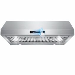 48 inch Under Cabinet Range Hood, 1500 CFM Stainless Steel Stove Vent Hoods 4-Speed Gesture Sensing & Touch Control, 4 LED Lights, Time Setting, Dishw