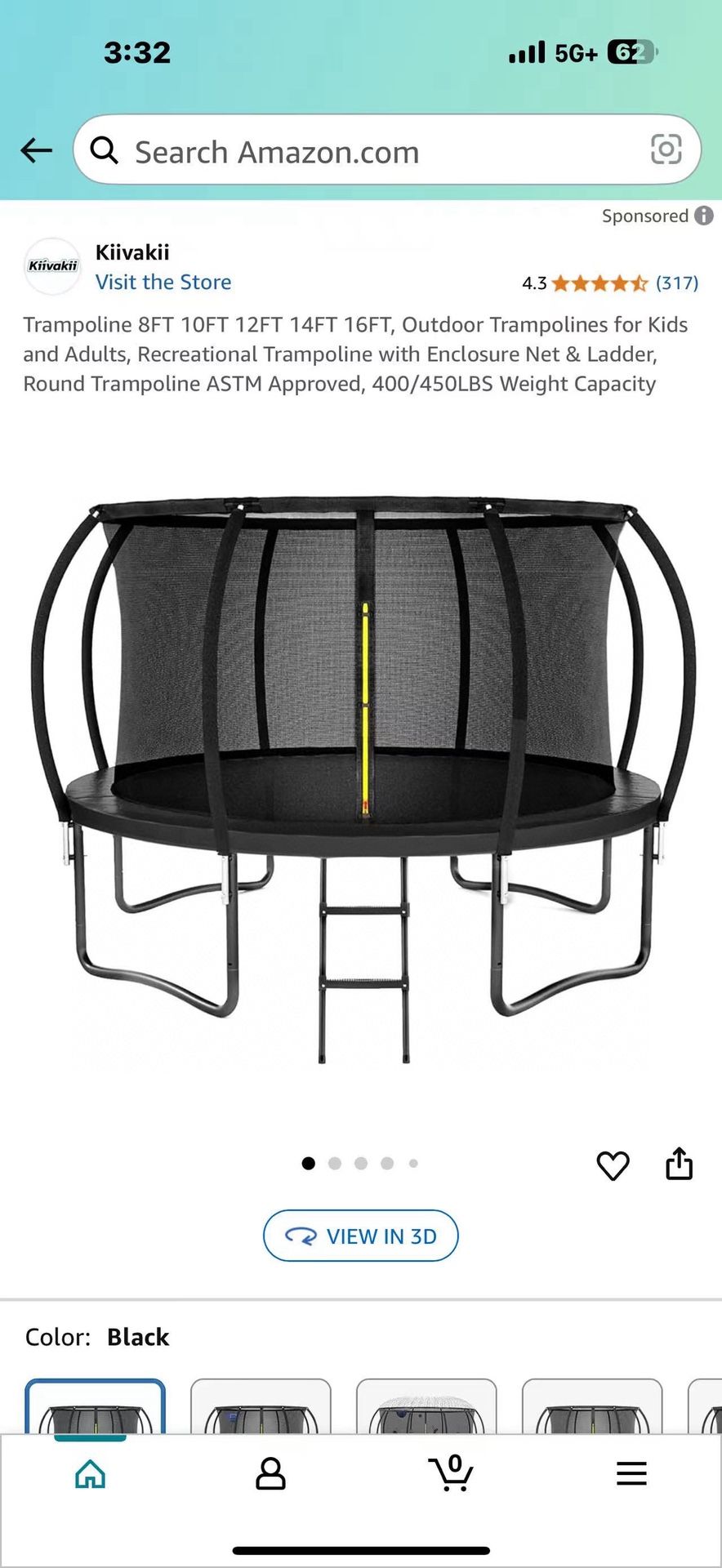 Recreational Trampoline 10FT , Outdoor Trampoline with Ladder & Enclosure, AntiRust Coating Trampoline for Outdoor(Black) 💰160$