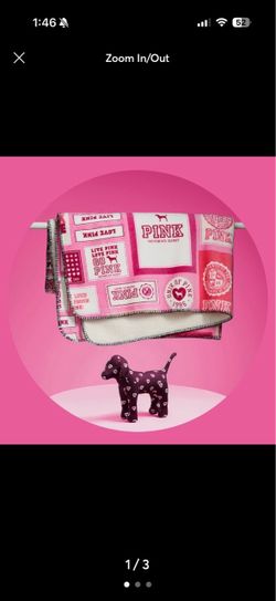 Brand New Victoria's Secret PINK Mini Dog + Cozy Plush Blanket