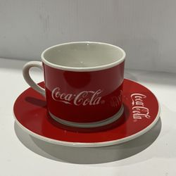 Vintage Gibson 1997 Coca Cola Red 8 oz Cup and Saucer