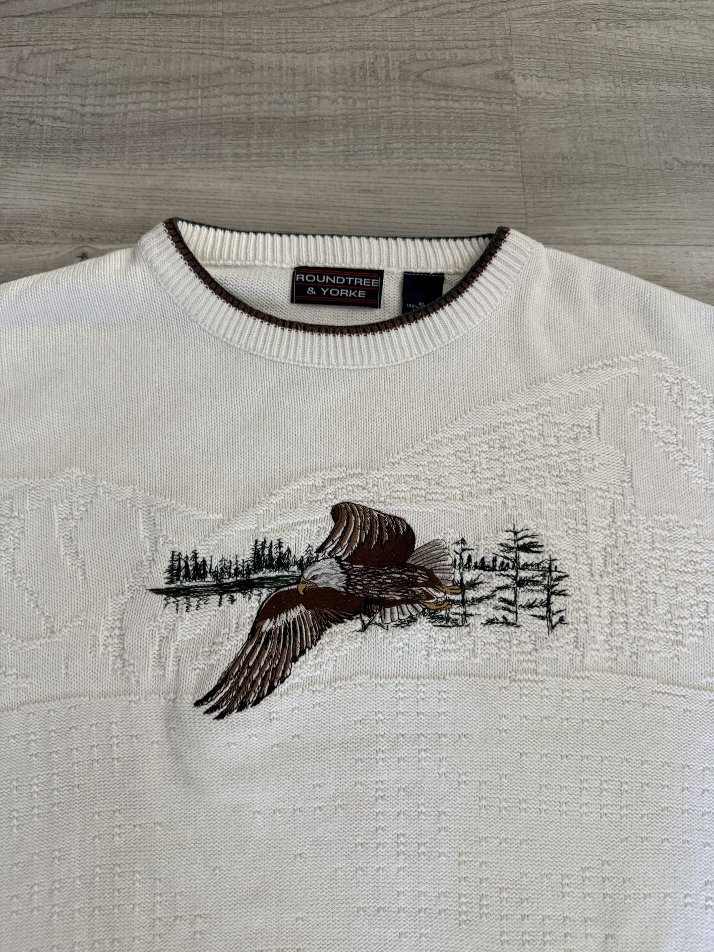 Vintage Roundtree & Yorke XL Ivory Cream Patriotic Bald...