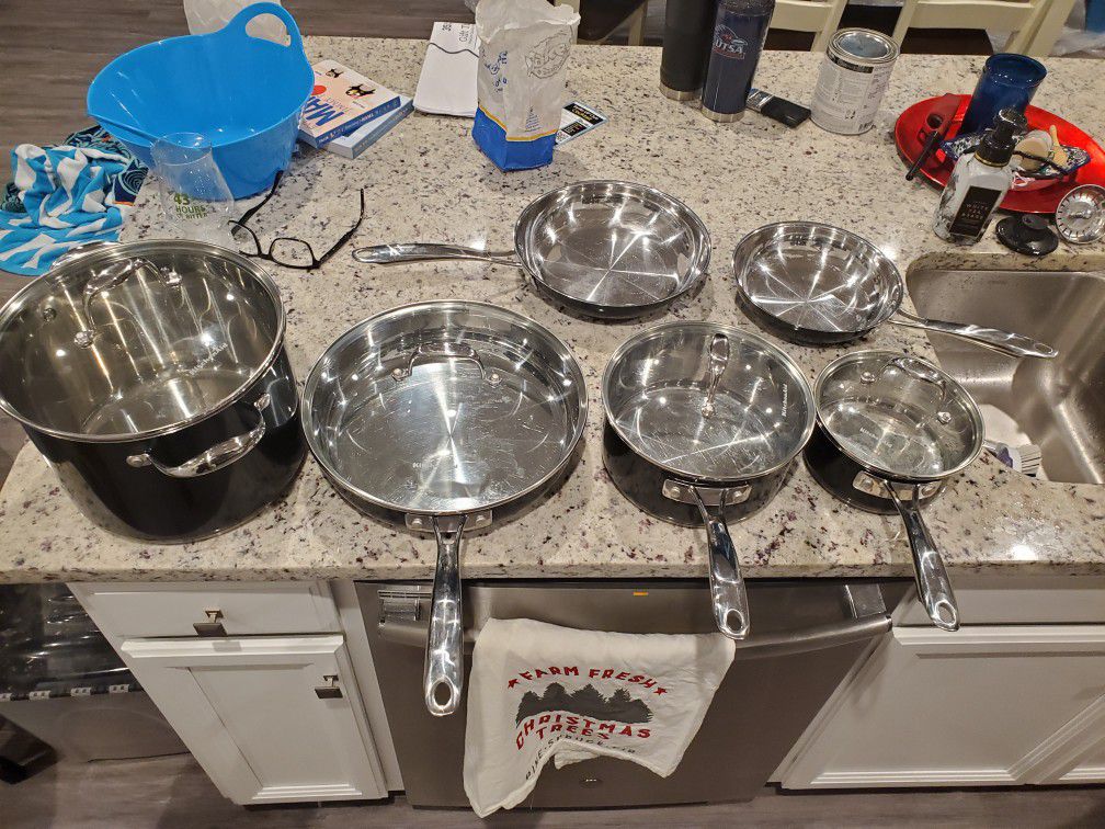 Kitchen Aid pots and pans. Stainless steel