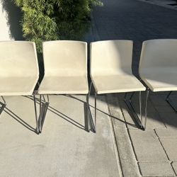 White Pleather Dining Chairs - 4